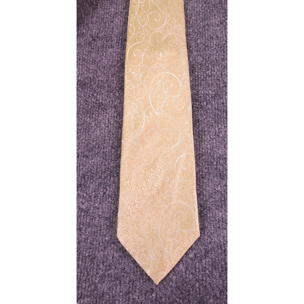 Sean John 100% Silk Men's Paisley Tie White Gold Designer